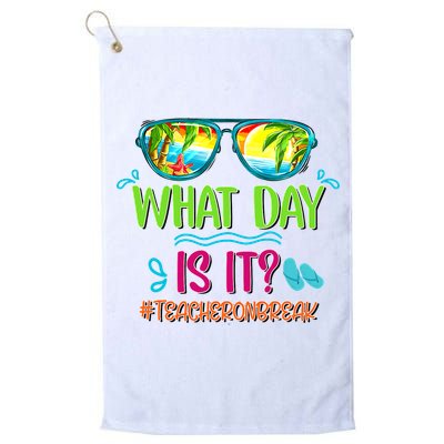 What Day Is It Teacher On Break Summer Vibes Funny Teacher Golf Towel