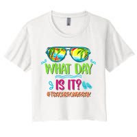 What Day Is It Teacher On Break Summer Vibes Funny Teacher Crop Top