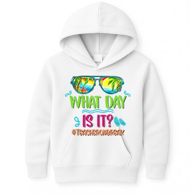 What Day Is It Teacher On Break Summer Vibes Funny Teacher Kids Hoodie