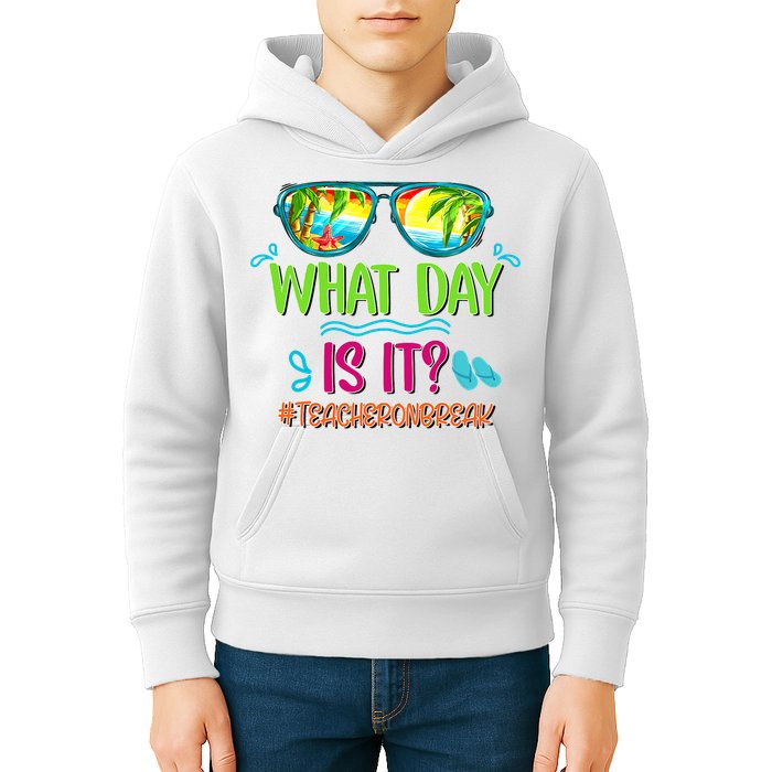 What Day Is It Teacher On Break Summer Vibes Funny Teacher Kids Hoodie