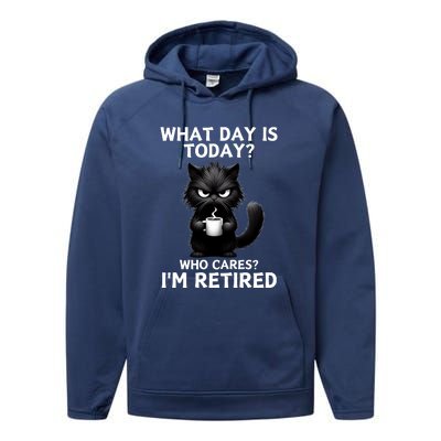 What Day Is Today Who Cares Im Retired Performance Fleece Hoodie