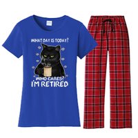 What Day Is Today? Who Cares? I'm Retired Cat Lover Gift Women's Flannel Pajama Set