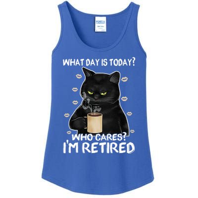 What Day Is Today? Who Cares? I'm Retired Cat Lover Gift Ladies Essential Tank