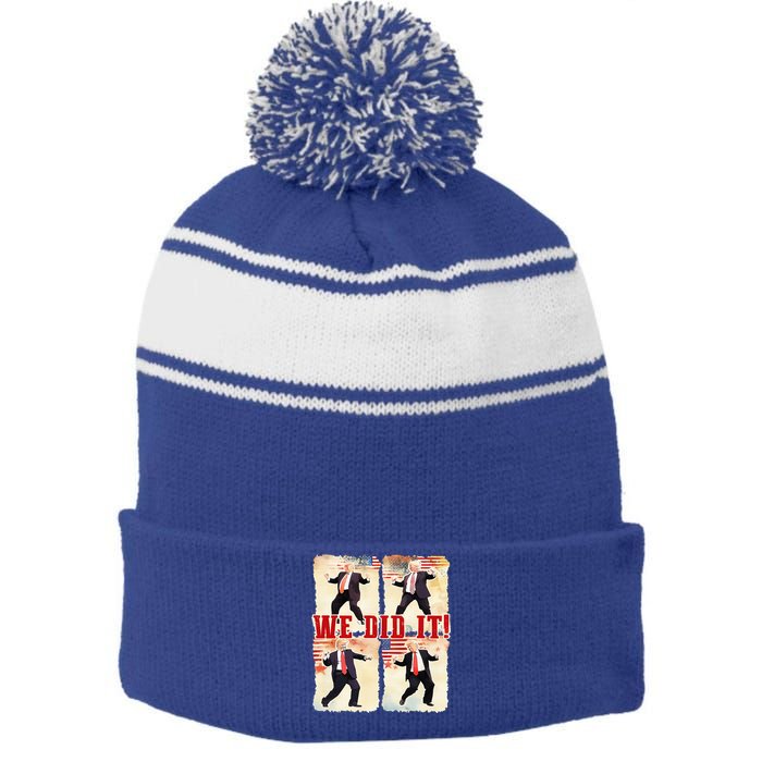 We Did It Trump Dancing Trump Inauguration Day 2025 47th Stripe Pom Pom Beanie