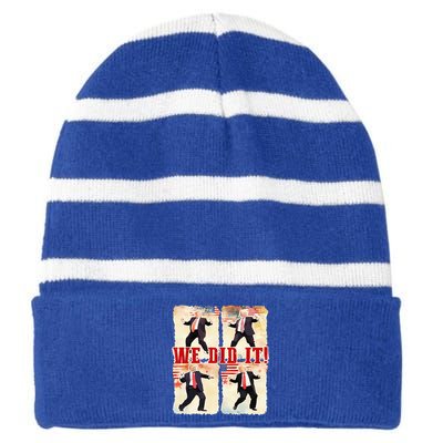 We Did It Trump Dancing Trump Inauguration Day 2025 47th Striped Beanie with Solid Band