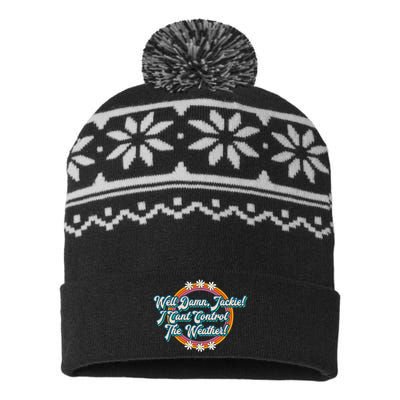 Well Damn Jackie 70s Lettering Novelty Funny Quote Design USA-Made Snowflake Beanie