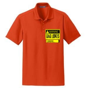 Warning Dad Jokes Loading Funny Dad Gift Dry Zone Grid Polo