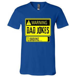 Warning Dad Jokes Loading Funny Dad Gift V-Neck T-Shirt