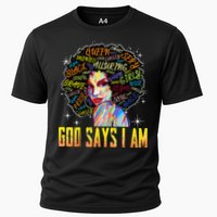 Wo Distressed Juneteenth Black History Awesome God Says I Am Cooling Performance Crew T-Shirt