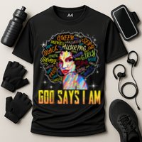 Wo Distressed Juneteenth Black History Awesome God Says I Am Cooling Performance Crew T-Shirt