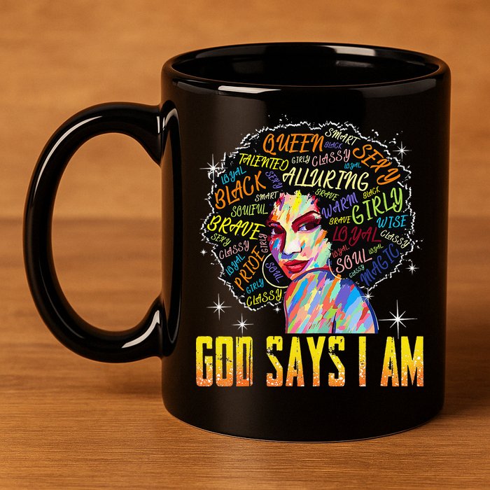 Wo Distressed Juneteenth Black History Awesome God Says I Am 11oz C Handle Ceramic Mug