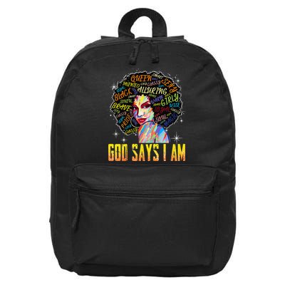 Wo Distressed Juneteenth Black History Awesome God Says I Am 16 in Basic Backpack