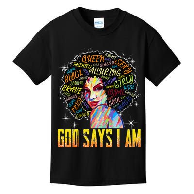 Wo Distressed Juneteenth Black History Awesome God Says I Am Kids T-Shirt