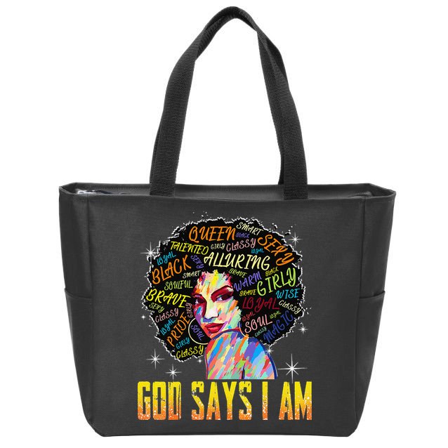 Wo Distressed Juneteenth Black History Awesome God Says I Am Zip Tote Bag