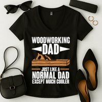 Woodworking Dad Just Like A Normal Dad Except Much Cooler Women's V-Neck T-Shirt