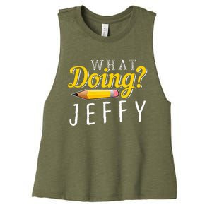 What Doing Jeffy Women's Racerback Cropped Tank