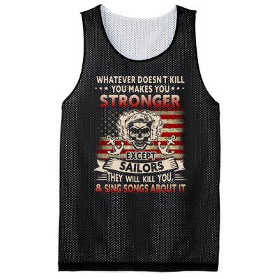 What Doesn't Kill You Makes You Stronger Except Sailor Mesh Reversible Basketball Jersey Tank