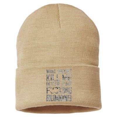 What Doesnt Kill Me Better Start F Running Funny Distressed Sustainable Knit Beanie