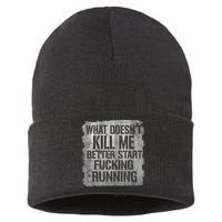 What Doesn't Kill Me Better Start Fucking Running Sustainable Knit Beanie