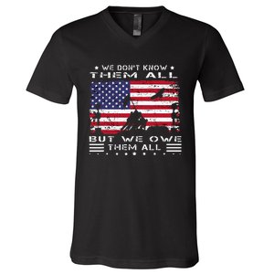 We DonT Know Them All But We Owe Them All Veterans Day Flag V-Neck T-Shirt