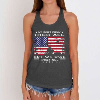 We DonT Know Them All But We Owe Them All Veterans Day Flag Women's Knotted Racerback Tank