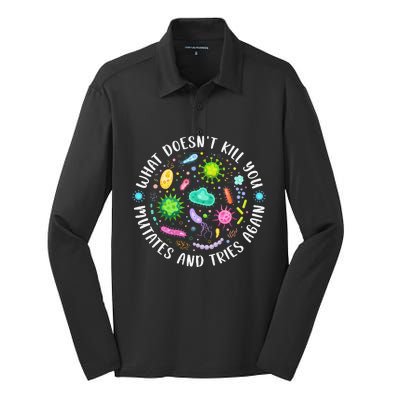 What DoesnT Kill You Mutates And Tries Again Funny Biology Silk Touch Performance Long Sleeve Polo