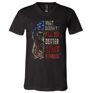 What doesn't kill me better start running V-Neck T-Shirt