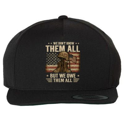 We Don't Know Them All But We Owe Them All Wool Snapback Cap