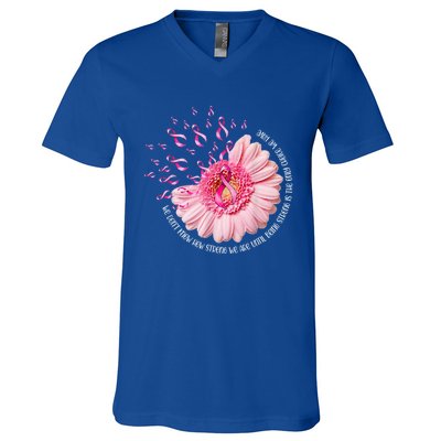 We Dont Know How Strong We Are Breast Cancer Daisy Ribbon Cute Gift V-Neck T-Shirt