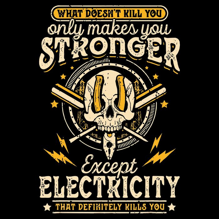 What Doesn't Kill You Only Makes You Stronger Electrician Flat Bill Trucker Hat