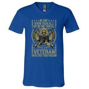 We Dont Know Them All But We Owe Distressed Veteran Gift V-Neck T-Shirt