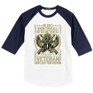 We Dont Know Them All But We Owe Distressed Veteran Gift Baseball Sleeve Shirt