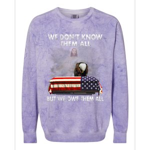 We Dont Know Them All But We Owe Them All Eagle Jesus Gift Colorblast Crewneck Sweatshirt