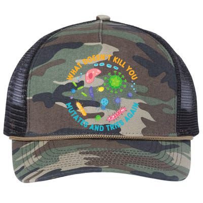 What DoesnT Kill You Mutates And Tries Again Funny Biology Retro Rope Trucker Hat Cap