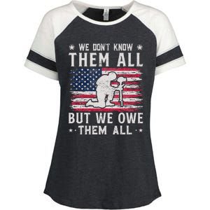 We Don't Know Them All But We Owe Them All Veterans Day Enza Ladies Jersey Colorblock Tee