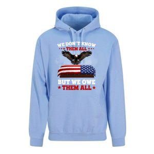 We Dont Know Them All But We Owe Them All Usa Flag Veteran Meaningful Gift Unisex Surf Hoodie