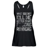 What Doesn't Kill Me Better Start F Running funny distressed Ladies Essential Flowy Tank