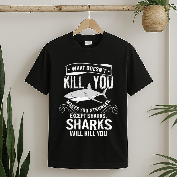 What Doesnt Kill You Makes You Stronger Except Sharks T-Shirt