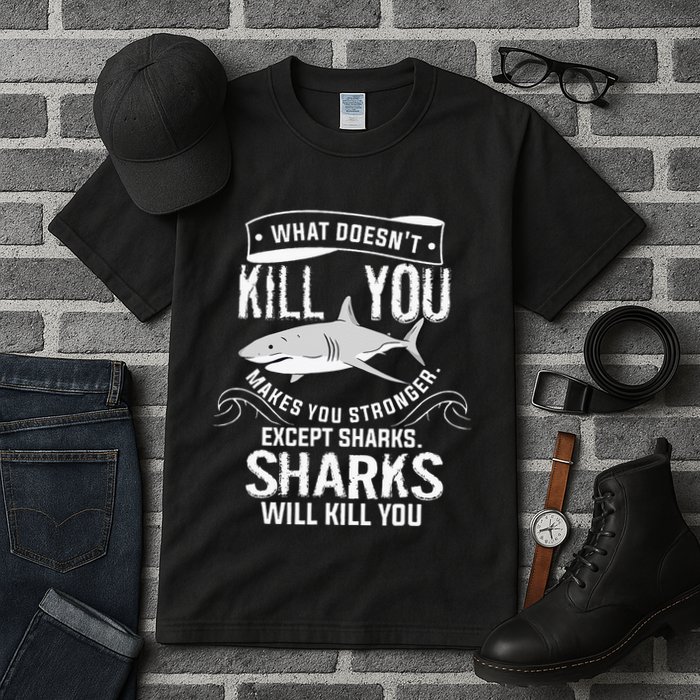 What Doesnt Kill You Makes You Stronger Except Sharks Tall T-Shirt