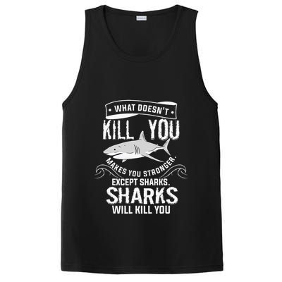 What Doesnt Kill You Makes You Stronger Except Sharks PosiCharge Competitor Tank
