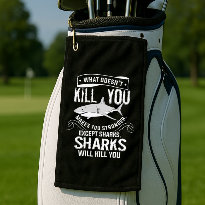 What Doesnt Kill You Makes You Stronger Except Sharks Golf Towel