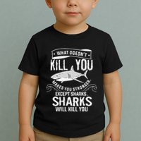 What Doesnt Kill You Makes You Stronger Except Sharks Toddler T-Shirt