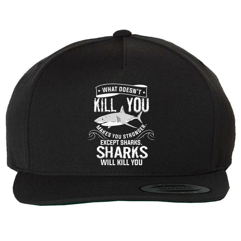What Doesnt Kill You Makes You Stronger Except Sharks Wool Snapback Cap