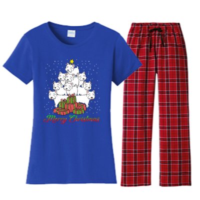 Westie Dog Lover Matching Santa Westie Christmas Tree Meaningful Gift Women's Flannel Pajama Set