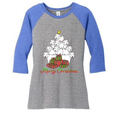 Westie Dog Lover Matching Santa Westie Christmas Tree Meaningful Gift Women's Tri-Blend 3/4-Sleeve Raglan Shirt