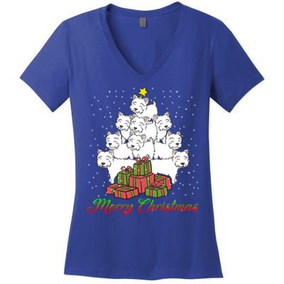 Westie Dog Lover Matching Santa Westie Christmas Tree Meaningful Gift Women's V-Neck T-Shirt