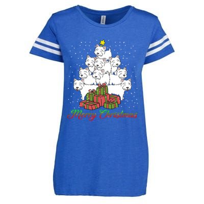 Westie Dog Lover Matching Santa Westie Christmas Tree Meaningful Gift Enza Ladies Jersey Football T-Shirt