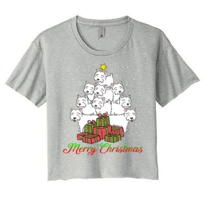 Westie Dog Lover Matching Santa Westie Christmas Tree Meaningful Gift Women's Crop Top Tee