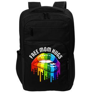 Womens Dripping Lips Rainbow LGBTQ Mother FREE MOM HUGS Impact Tech Backpack