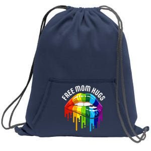 Womens Dripping Lips Rainbow LGBTQ Mother FREE MOM HUGS Sweatshirt Cinch Pack Bag